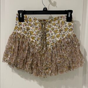 Floral Lace-Up Skirt
